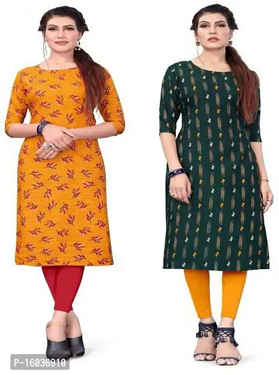 Stylish Printed Crepe Kurta For Women Pack Of 2