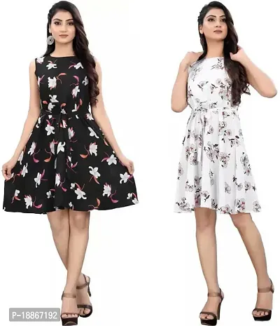 Stylish Fancy Crepe Dresses For Women Pack Of 2-thumb0