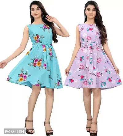 Stylish Fancy Crepe Dresses For Women Pack Of 2