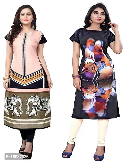 Stylish Printed Crepe Kurta For Women Pack Of 2