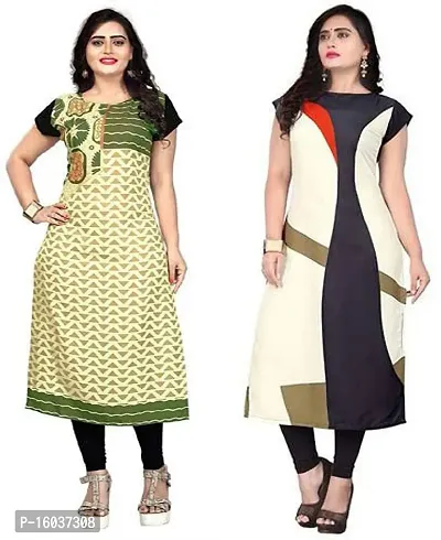 Stylish Printed Crepe Kurta For Women Pack Of 2-thumb0