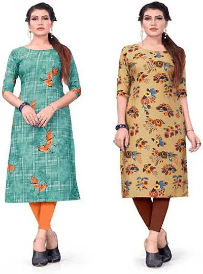 Stylish Crepe Kurta For Women Pack Of 2