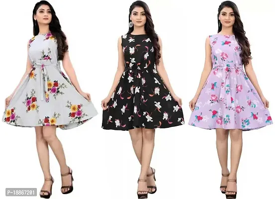 Stylish Fancy Crepe Dresses For Women Pack Of 3