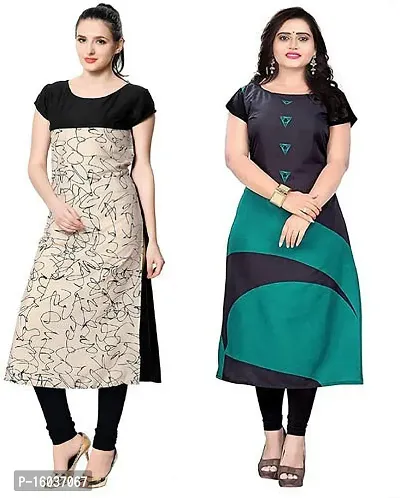 Stylish Printed Crepe Kurta For Women Pack Of 2