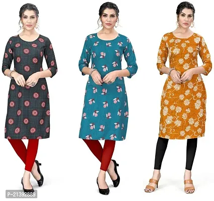 Reliable Crepe Printed Kurta For Women- Pack Of 3-thumb0