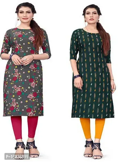 Stylish Printed Crepe Kurta For Women Pack Of 2