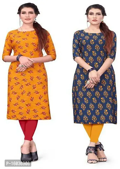 Stylish Printed Crepe Kurta For Women Pack Of 2