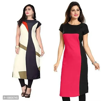 Stylish Printed Crepe Kurta For Women Pack Of 2-thumb0