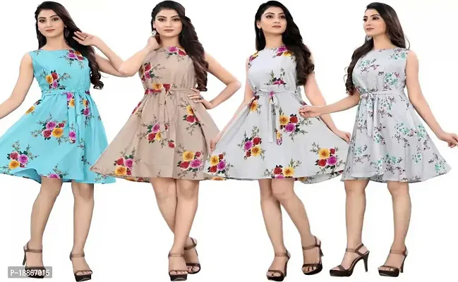 Stylish Fancy Crepe Dresses For Women Pack Of 4