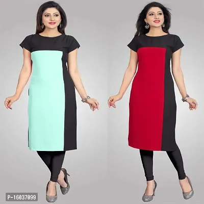 Stylish Colourblocked Crepe Kurta For Women Pack Of 2-thumb0