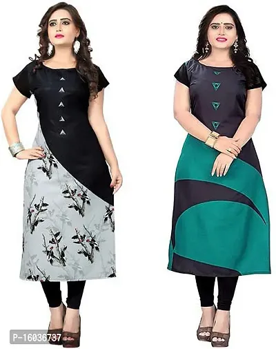 Stylish Printed Crepe Kurta For Women Pack Of 2