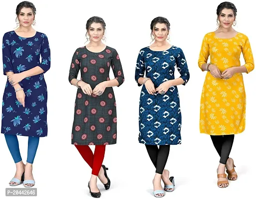 Stylish Straight Printed Crepe Kurta Pack Of 4-thumb0