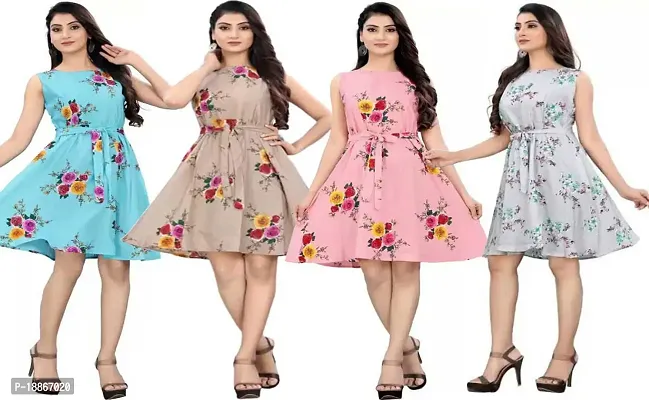 Stylish Fancy Crepe Dresses For Women Pack Of 4