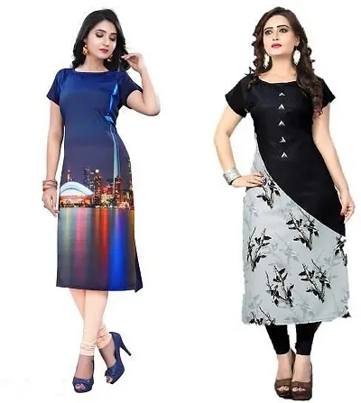 Stylish Women Crepe Casual Kurta Pack of 2