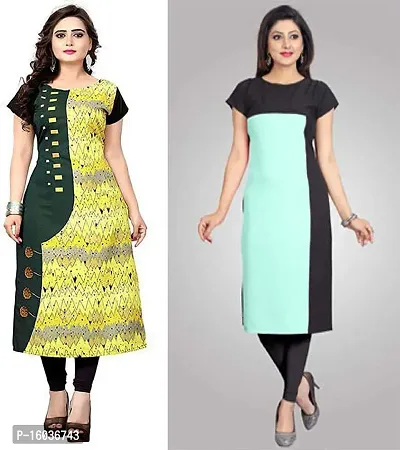 Stylish Printed Crepe Kurta For Women Pack Of 2-thumb0