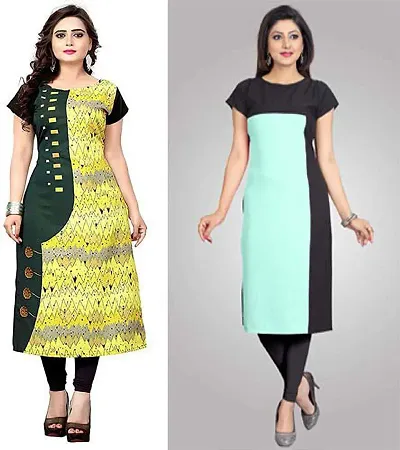 Stylish Crepe Kurta For Women Pack Of 2