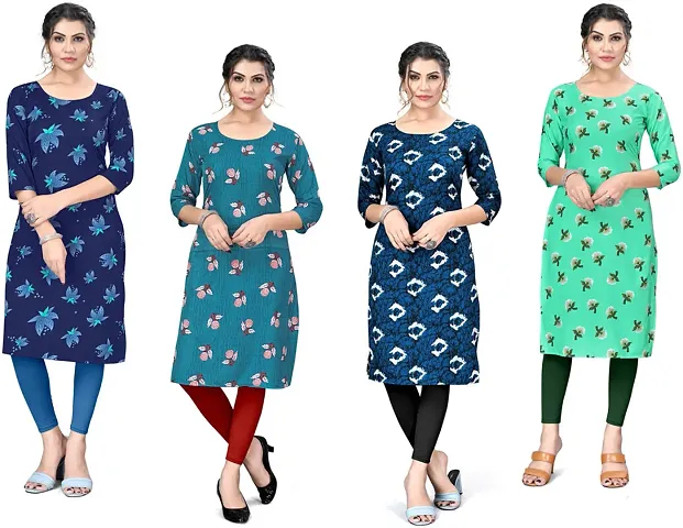 Stylish Straight Crepe Kurta Pack Of 4