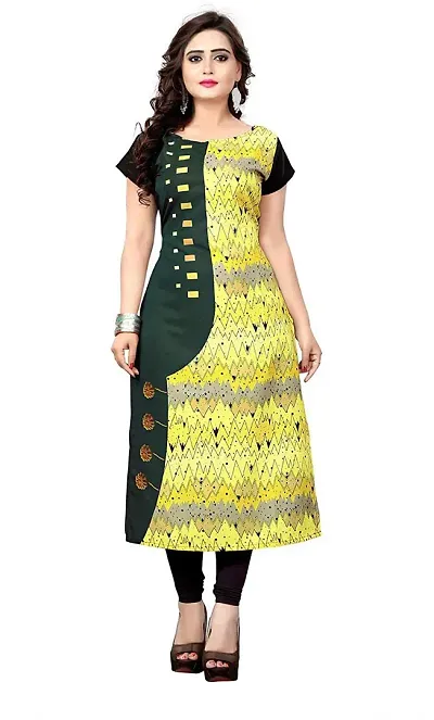 Stylish Crepe Printed A-Line Kurtis