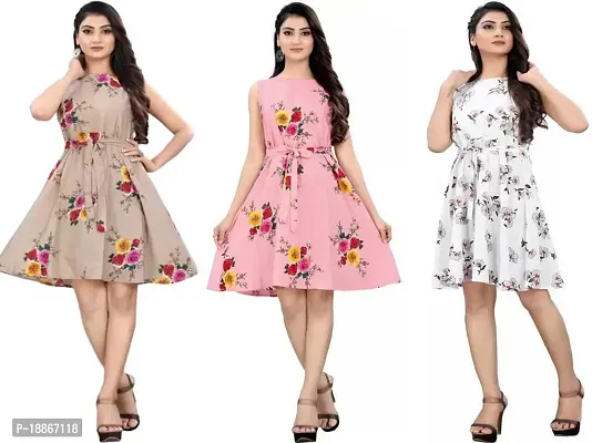 Stylish Fancy Crepe Dresses For Women Pack Of 3