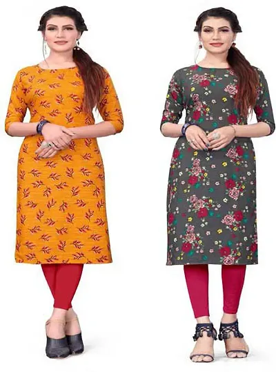 Stylish Crepe Printed Kurti - Pack of 2