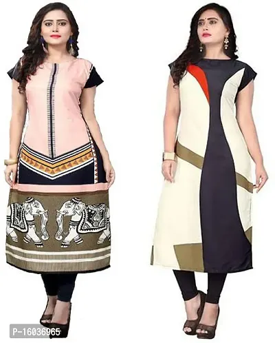 Stylish Printed Crepe Kurta For Women Pack Of 2