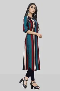 Stylish A-Line Multicoloured Striped Crepe Kurta Pack Of 3-thumb2