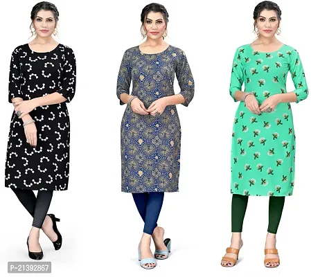 Reliable Crepe Printed Kurta For Women- Pack Of 3-thumb0