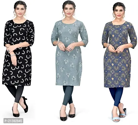 Reliable Crepe Printed Kurta For Women- Pack Of 3