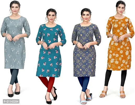 Stylish Women Crepe Casual Kurta Pack of 4-thumb0