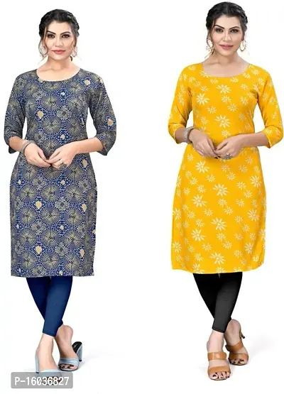 Stylish Printed Crepe Kurta For Women Pack Of 2