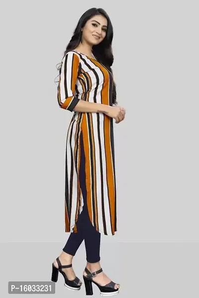 Stylish A-Line Multicoloured Striped Crepe Kurta Pack Of 3-thumb3