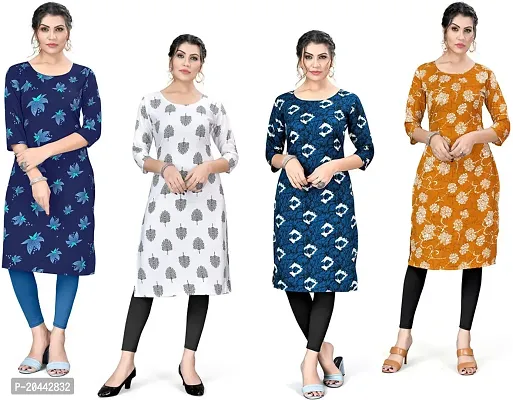 Stylish Straight Printed Crepe Kurta Pack Of 4-thumb0