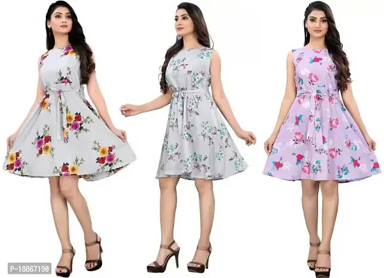 Stylish Fancy Crepe Dresses For Women Pack Of 3