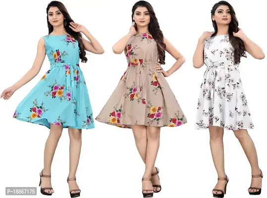 Stylish Fancy Crepe Dresses For Women Pack Of 3