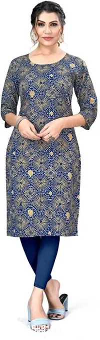 Stylish A-Line Multicoloured Printed Crepe Kurta-thumb0