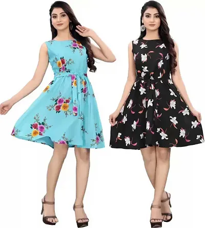 Fancy Crepe Anarkali Printed Kurta - Pack Of 2