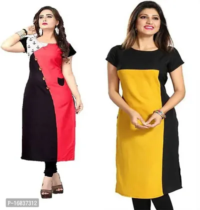 Stylish Self Pattern Crepe Kurta For Women Pack Of 2-thumb0