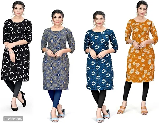 Stylish Fancy Designer Crepe Printed Kurta For Women Combo Of 4-thumb0