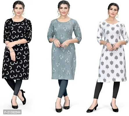 Reliable Crepe Printed Kurta For Women- Pack Of 3