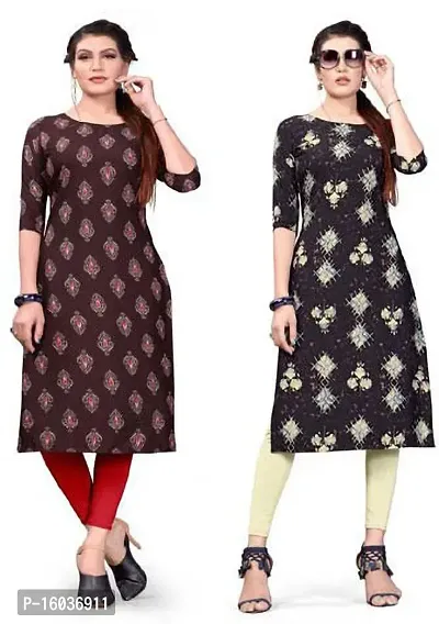 Stylish Printed Crepe Kurta For Women Pack Of 2