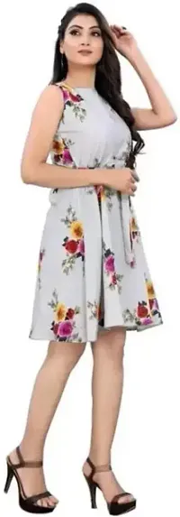 Stylish Multicoloured Crepe Printed Fit And Flare Dress For Women Pack Of 3-thumb2