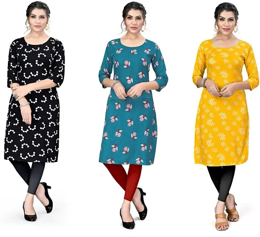 Reliable Crepe Kurta For Women- Pack Of 3