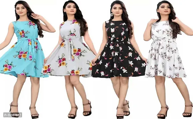 Stylish Fancy Crepe Dresses For Women Pack Of 4