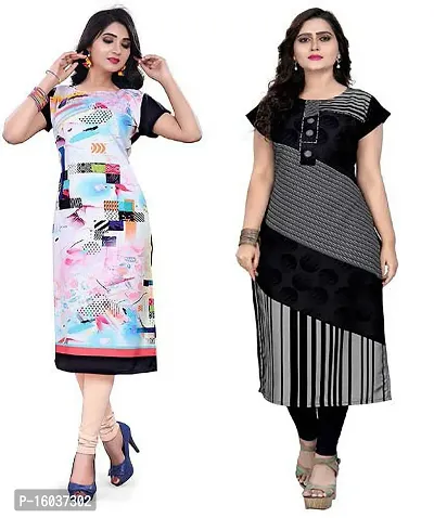 Stylish Printed Crepe Kurta For Women Pack Of 2