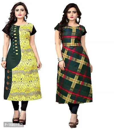 Stylish Printed Crepe Kurta For Women Pack Of 2