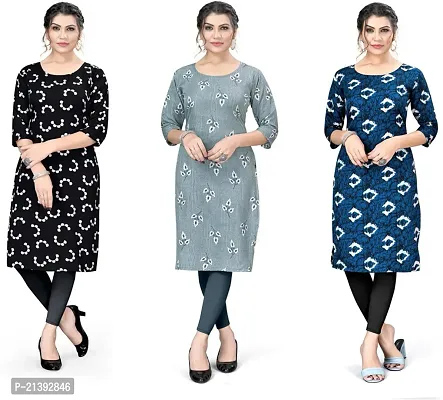 Reliable Crepe Printed Kurta For Women- Pack Of 3