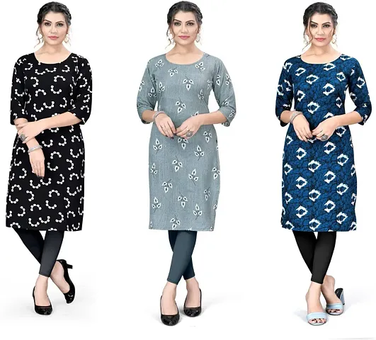 Reliable Crepe Kurta For Women- Pack Of 3