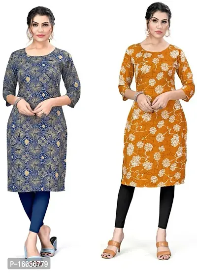 Stylish Printed Crepe Kurta For Women Pack Of 2