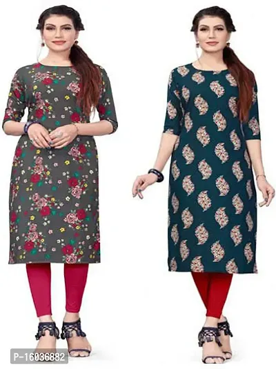 Stylish Printed Crepe Kurta For Women Pack Of 2-thumb0