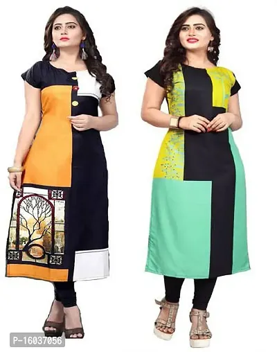 Stylish Printed Crepe Kurta For Women Pack Of 2-thumb0